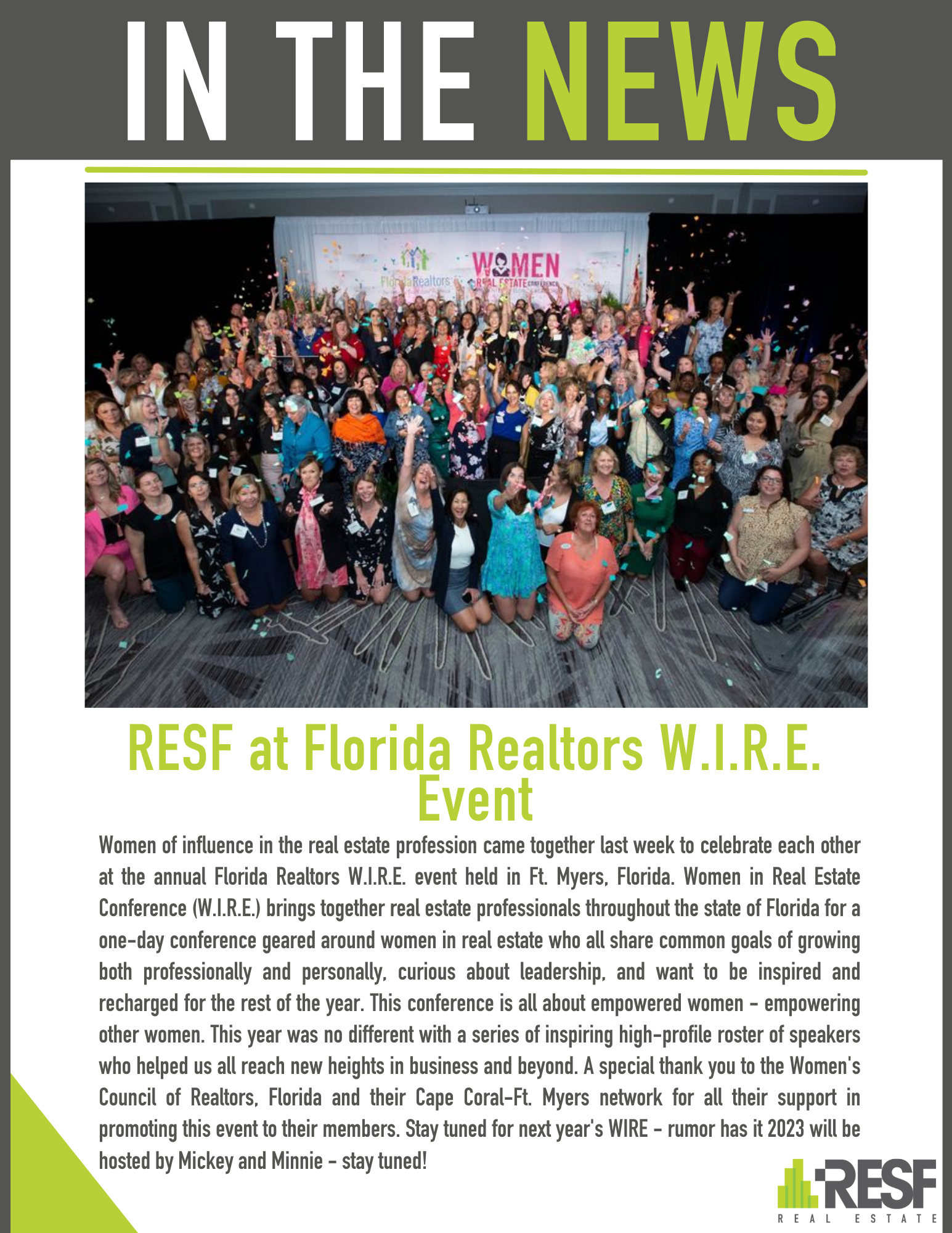 RESF at Florida Realtors W.I.R.E. Event