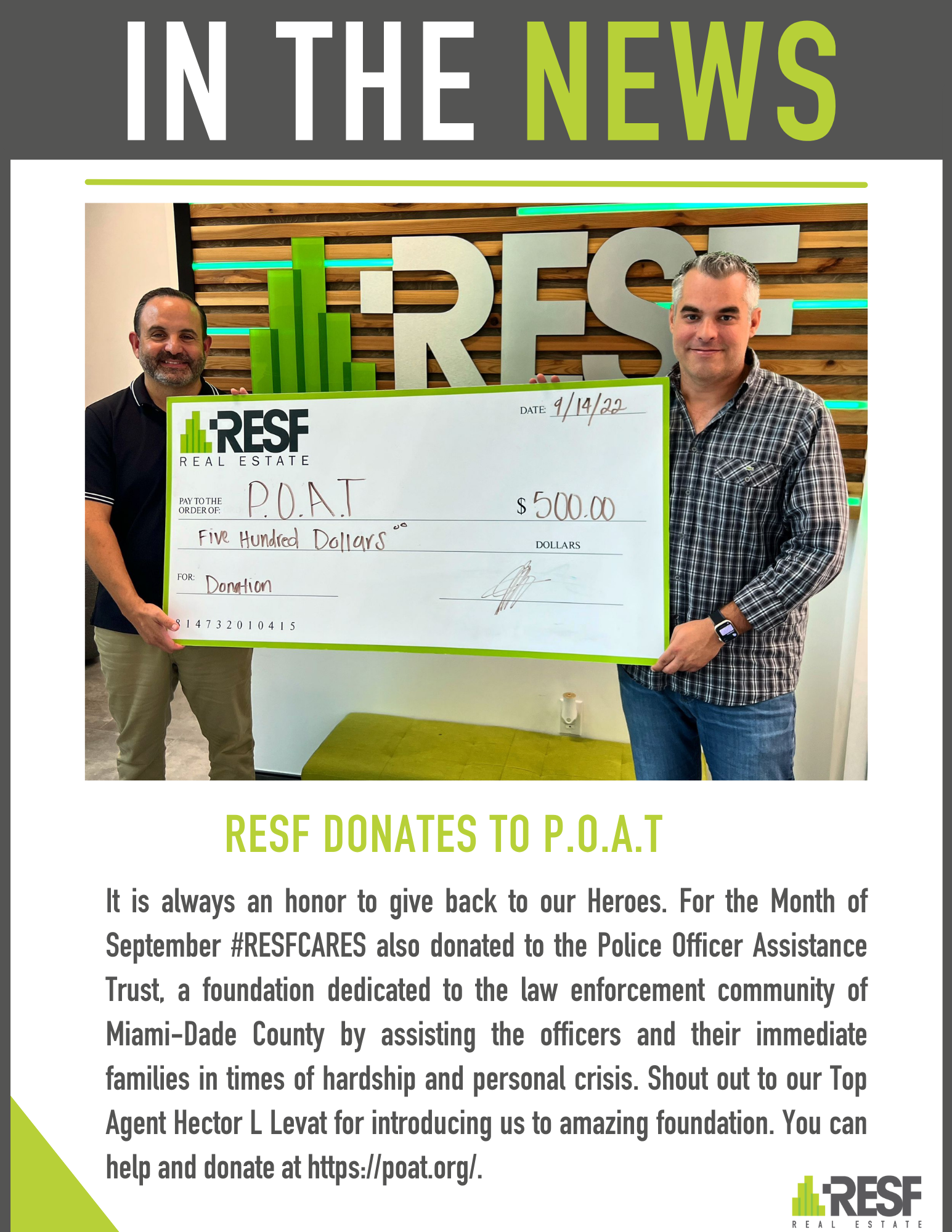 RESF Donates to P.O.A.T 👮🏻‍♂️👮🏾