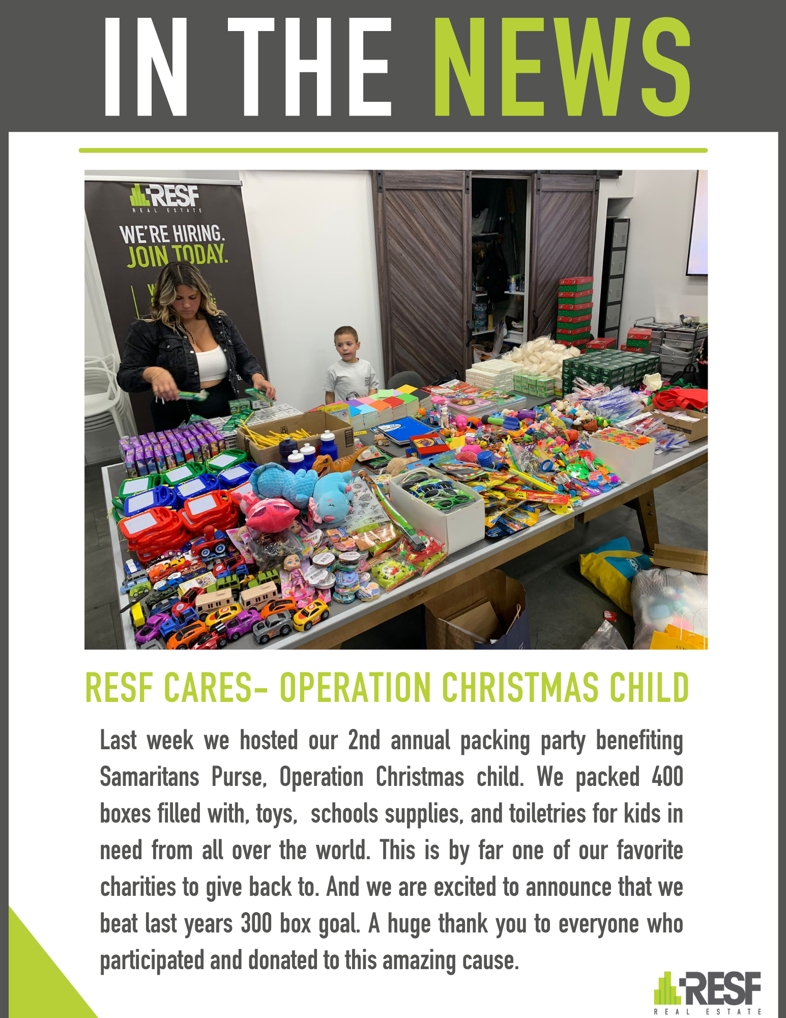 RESF CARES- Operation Christmas child