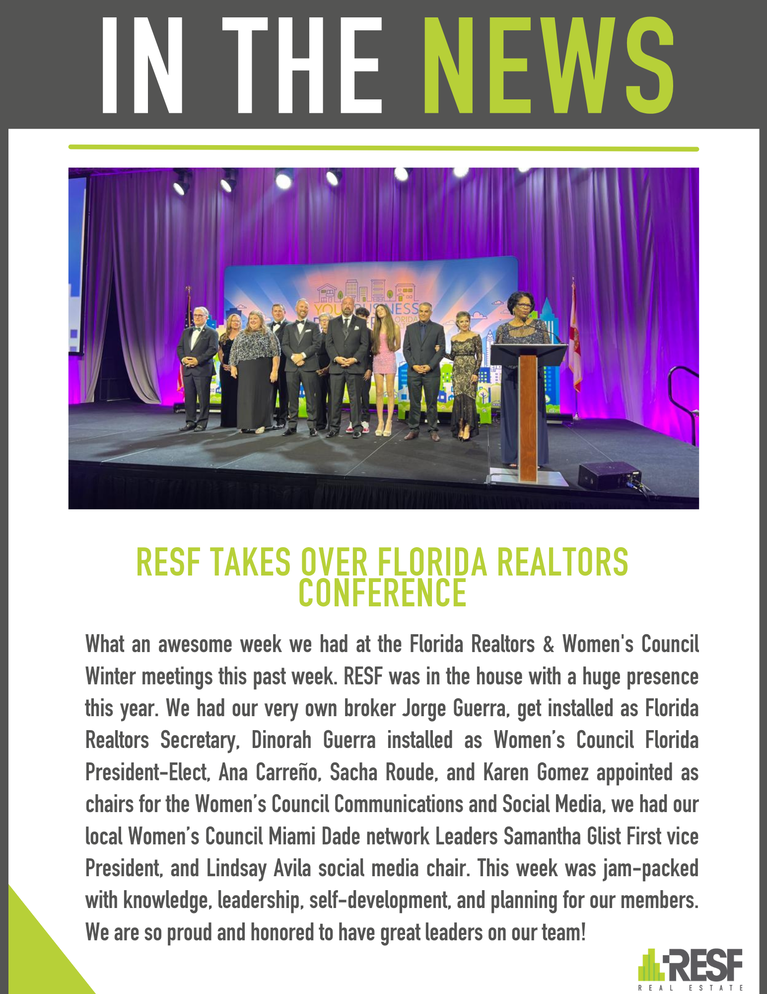 RESF TAKES OVER FLORIDA REALTORS CONFERENCE