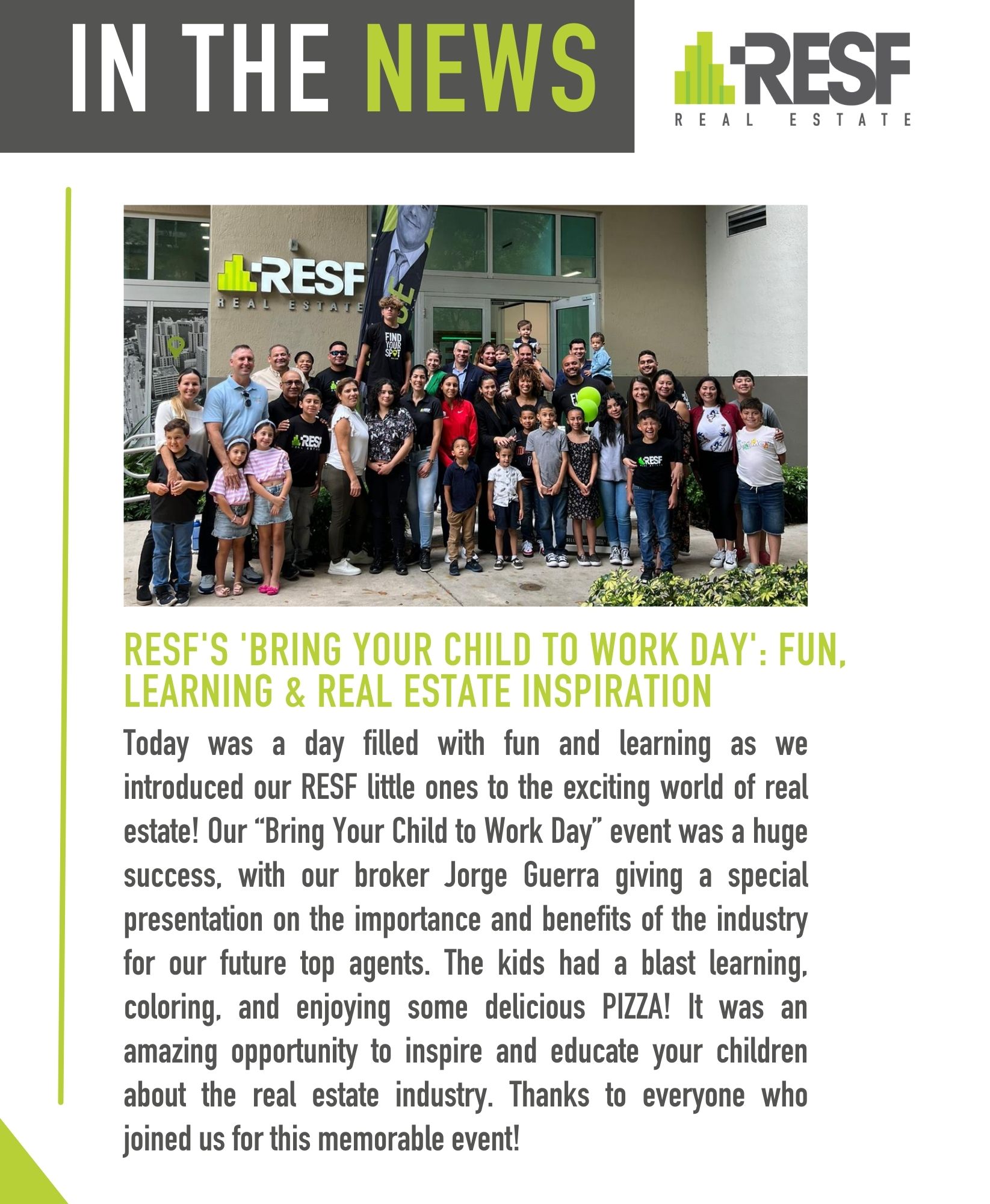 RESF’s ‘Bring Your Child to Work Day’: Fun, Learning & Real Estate Inspiration.