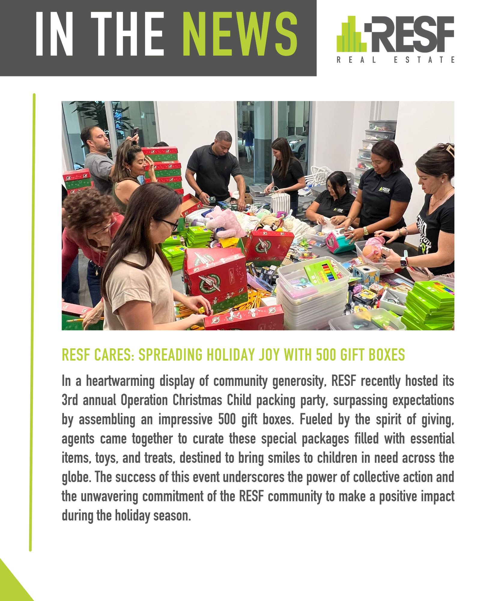 RESF Cares: Spreading Holiday Joy with 500 Gift Boxes