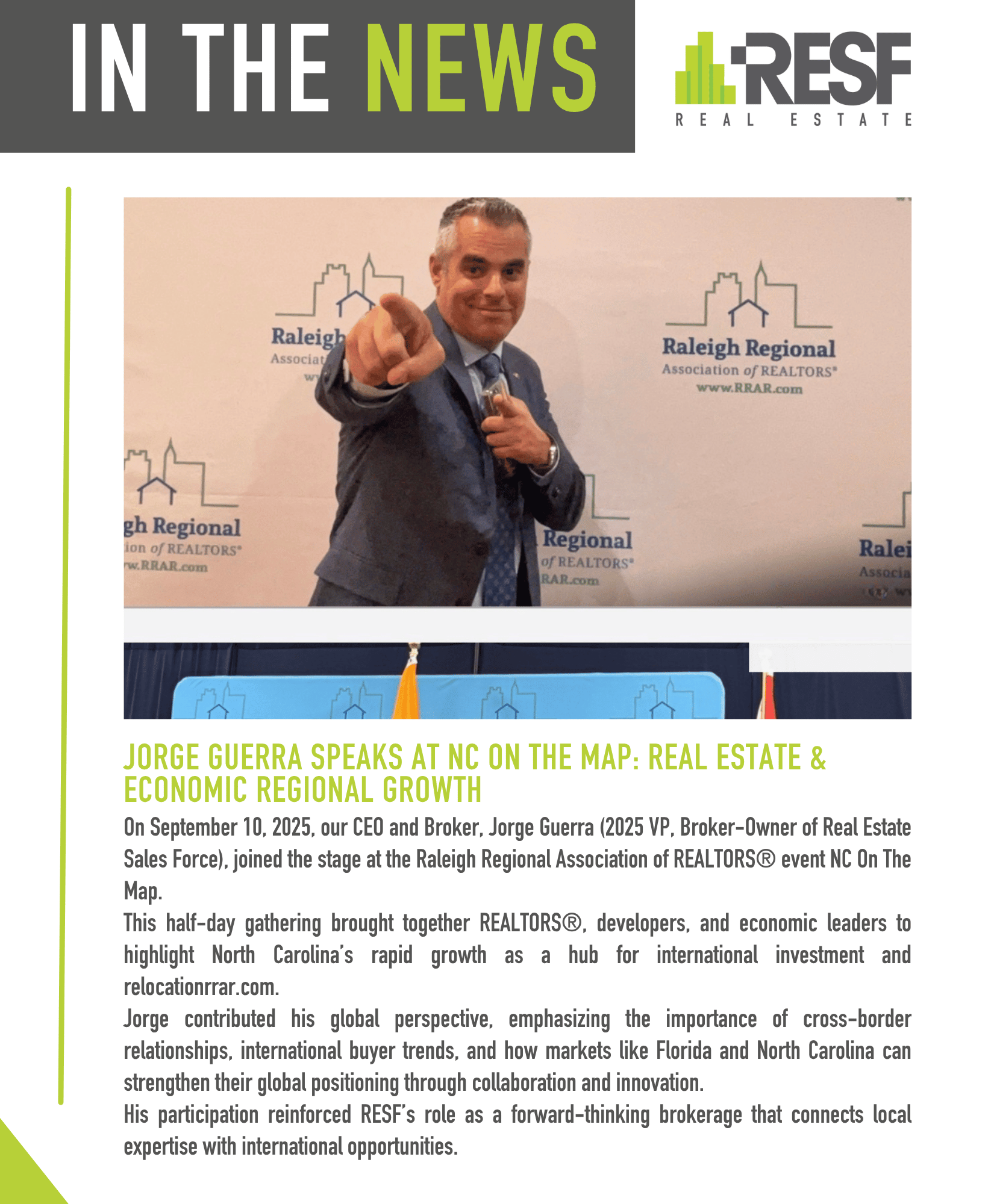 Jorge Guerra Speaks at NC On The Map: Real Estate & Economic Regional Growth