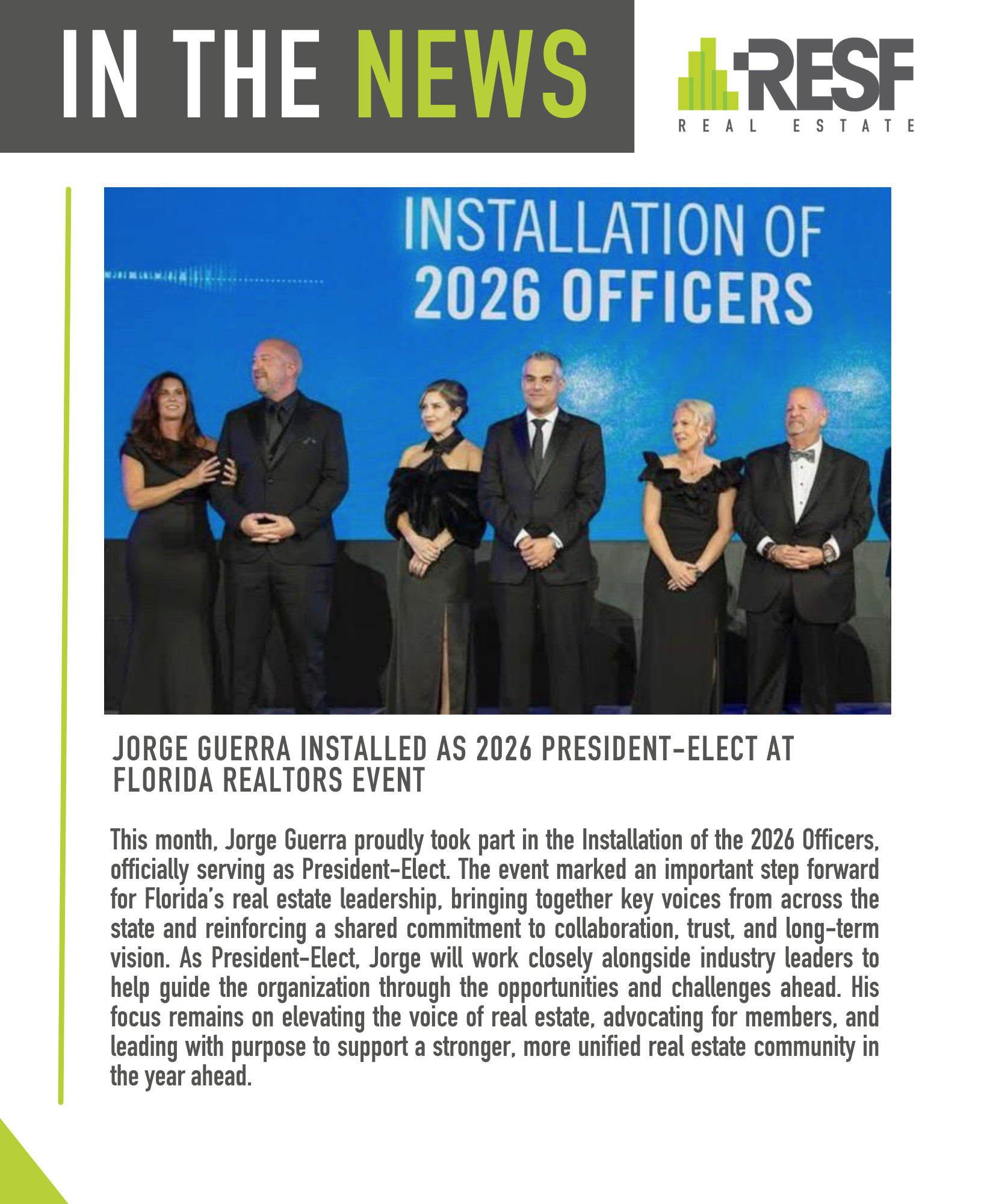 Jorge Guerra Installed as 2026 President-Elect at Florida Realtors Event