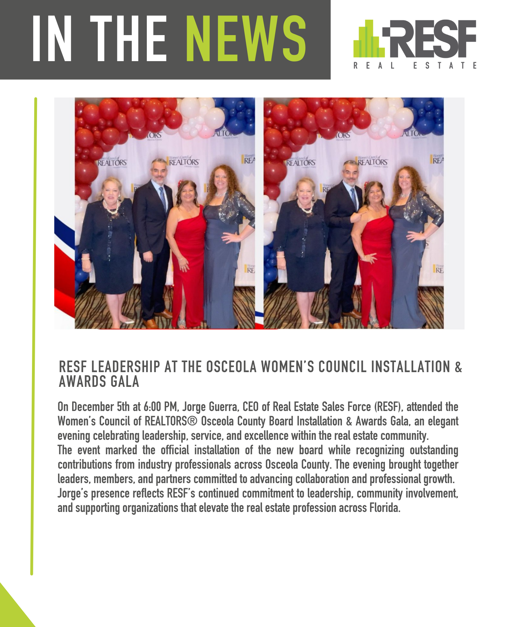 RESF Leadership at the Osceola Women’s Council Installation & Awards Gala