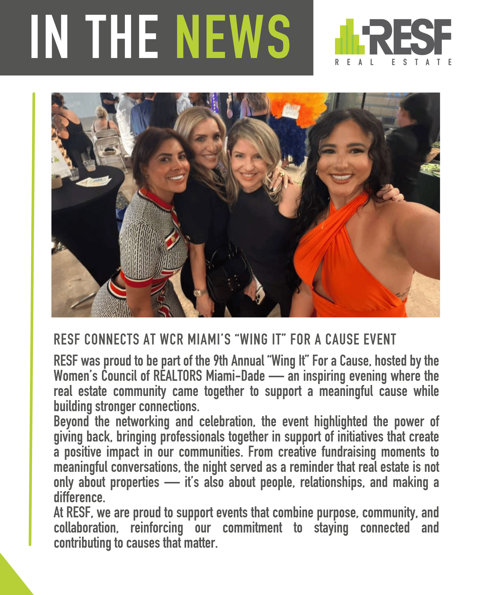 RESF Connects at WCR Miami’s “Wing It” For a Cause Event
