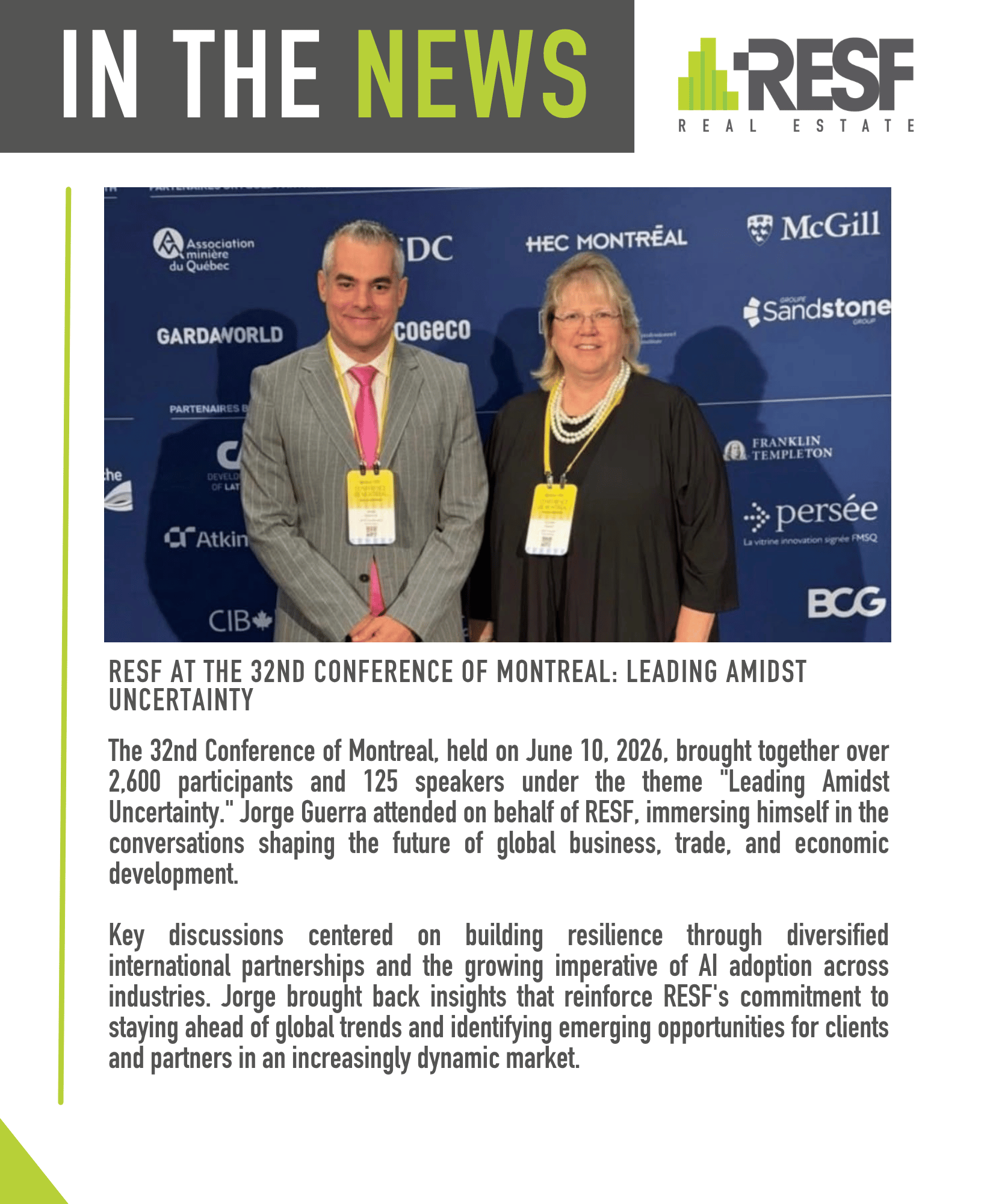 RESF at the 32nd Conference of Montreal: Leading Amidst Uncertainty
