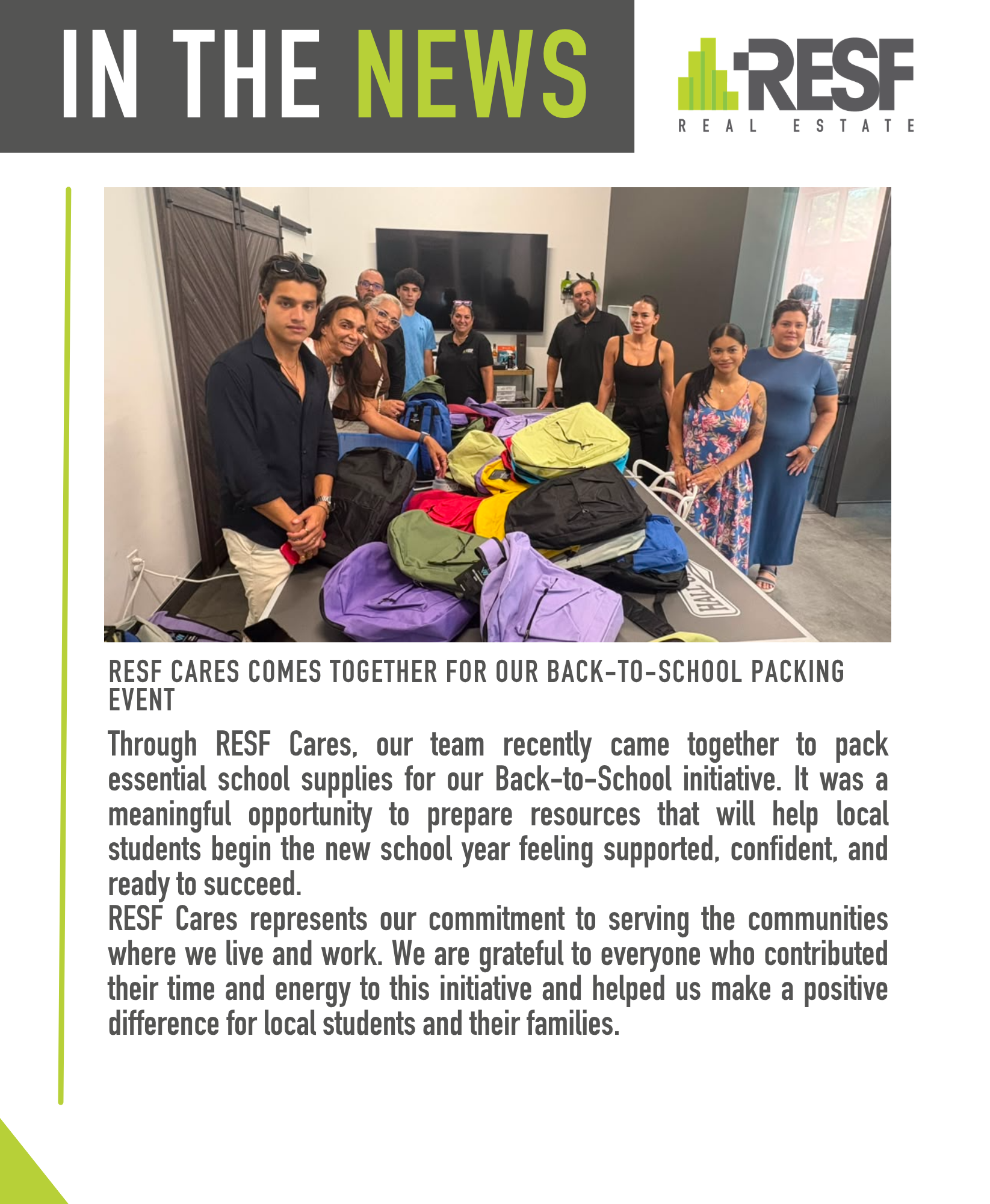 RESF Cares Comes Together for Our Back-to-School Packing Event