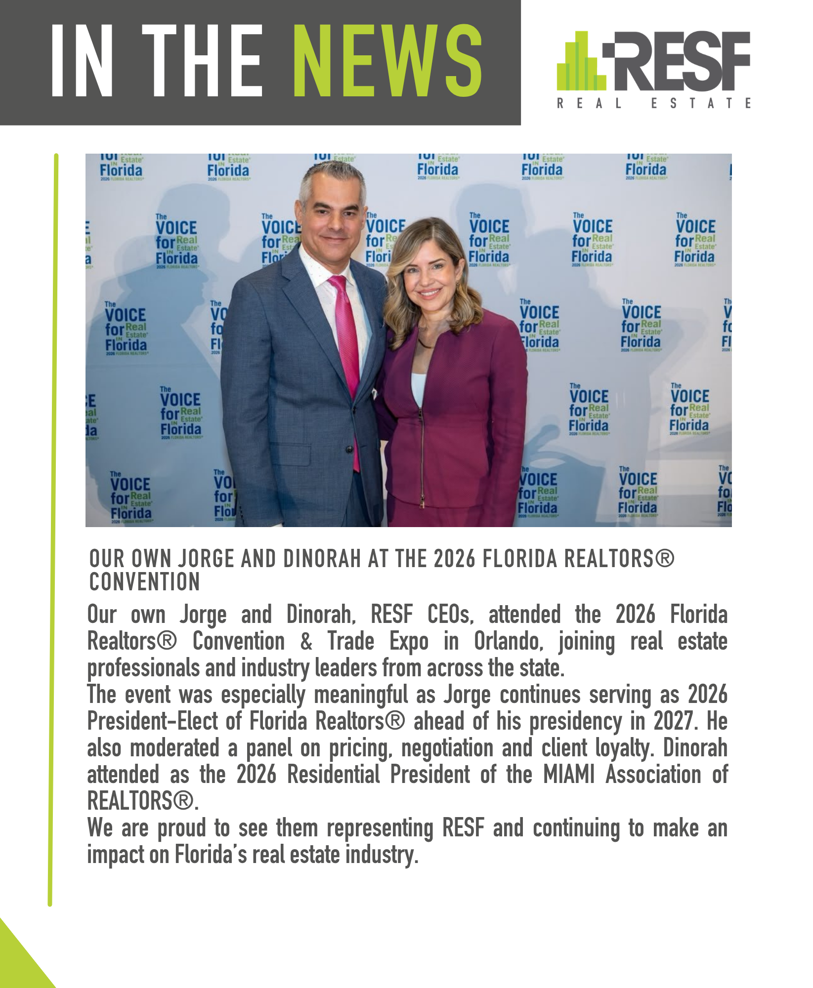Our Own Jorge and Dinorah at the 2026 Florida Realtors® Convention